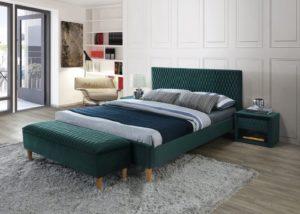 Кровать «Signal Azurro Velvet» (зеленый/дуб) 160/200