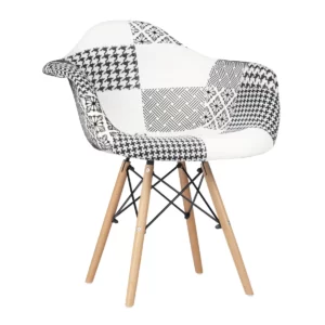 Кресло Venecia в стиле Eames пэчворк черно-белый